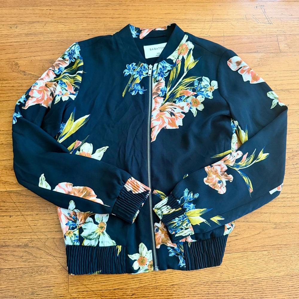 Babaton Gilroy Black Floral Bomber Jacket